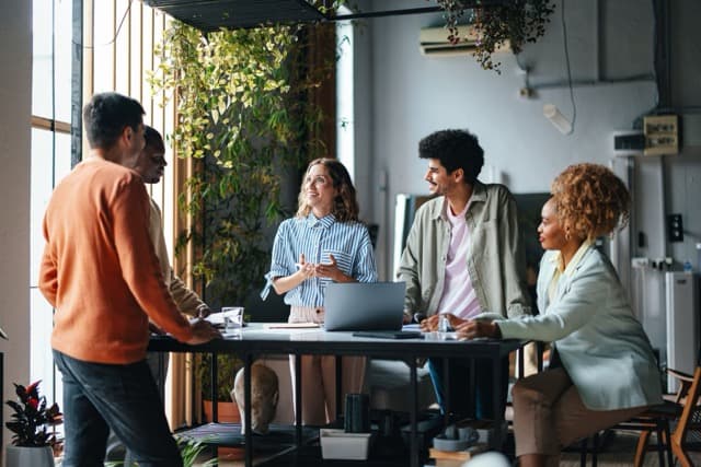 group of people discussion in an office