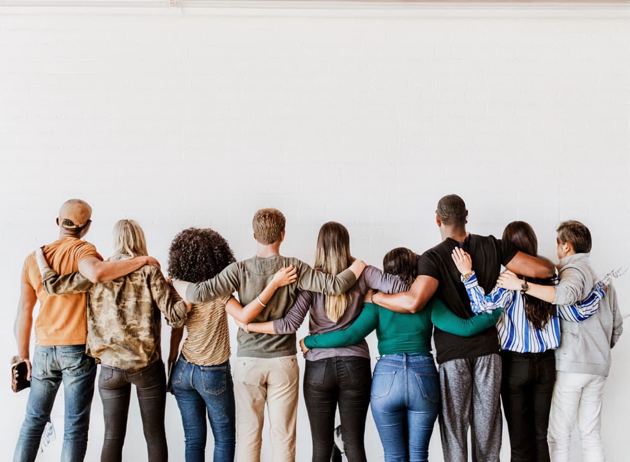 Group of people in team building