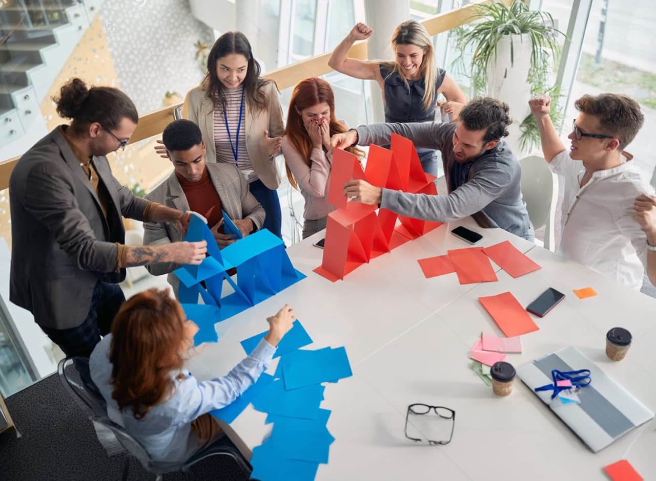 group of people indoor team building