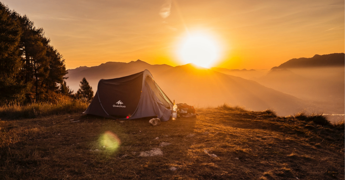 Outdoor camping during sunrise