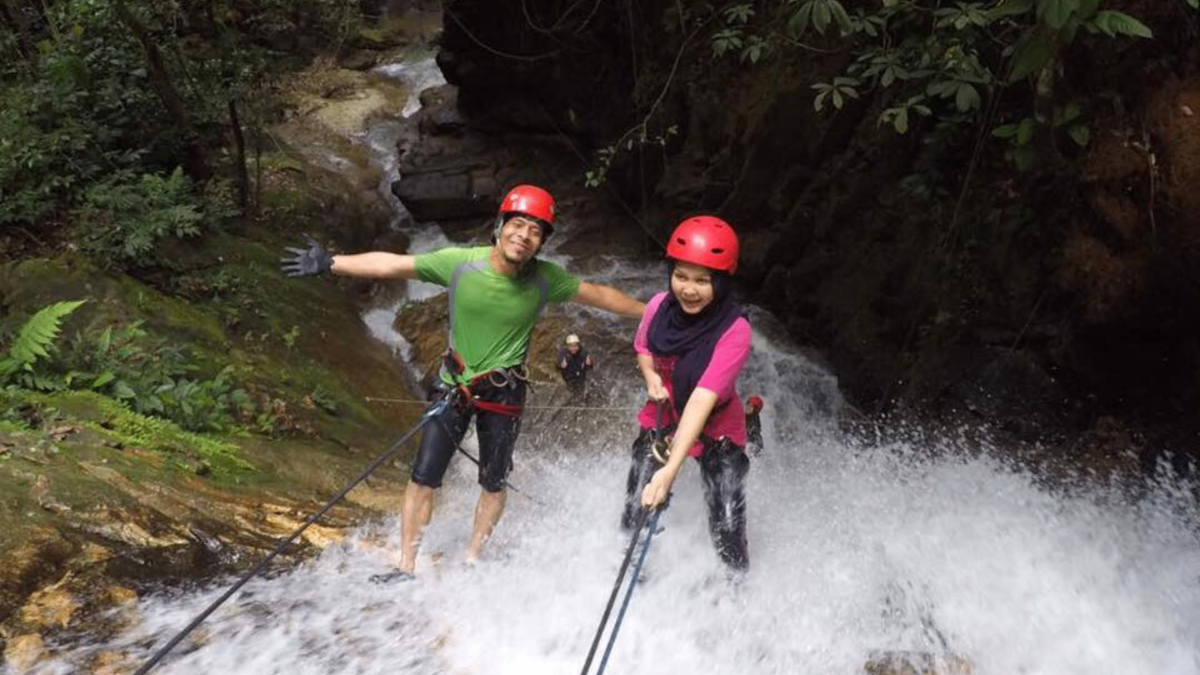 Waterfall abseiling at Ulu Gerutum, Perak