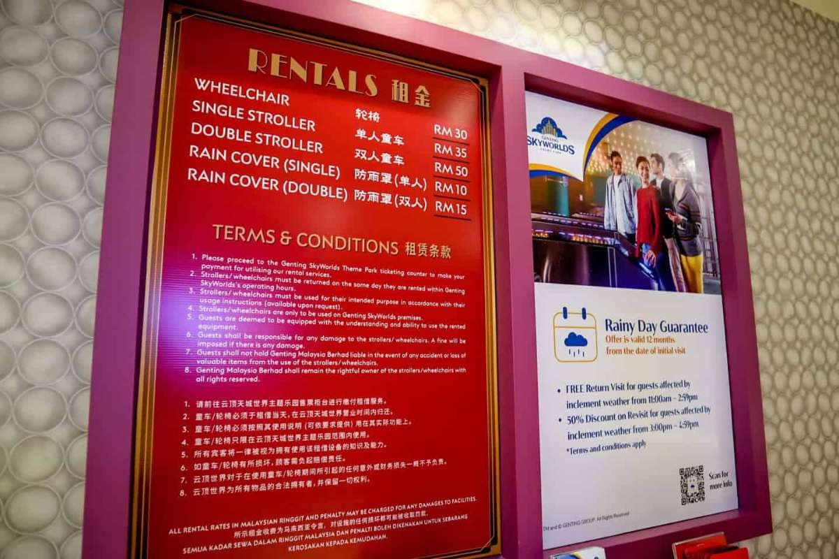 2D1N Genting Highlands Itinerary: Genting Skyworlds wheelchair & stroller