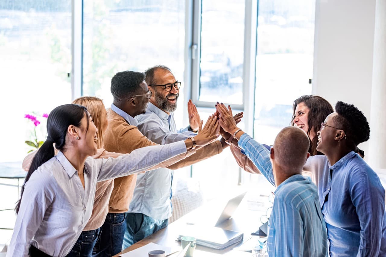 group of happy working people