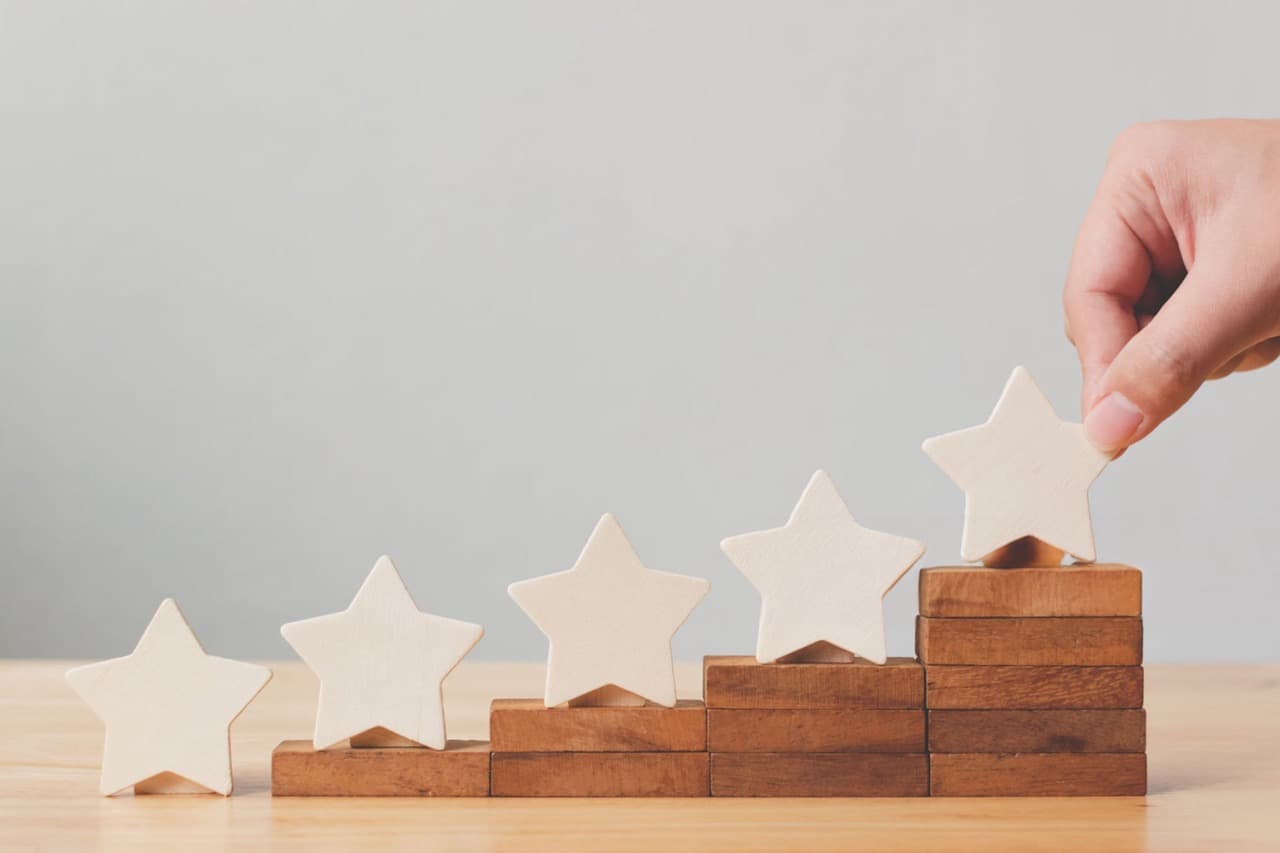 wooden stair with stars